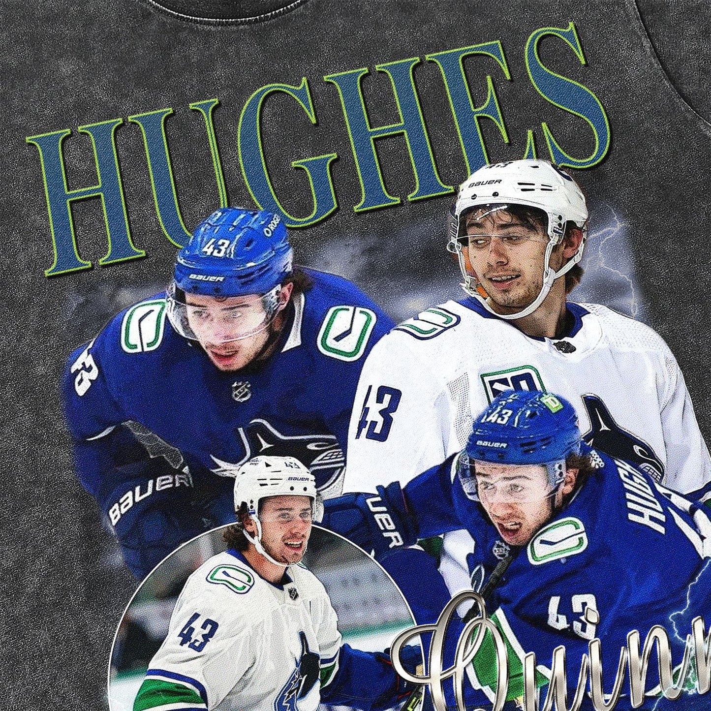 Quinn Hughes Retro 90S Bootleg Hoodie, Ice Hockey Gift