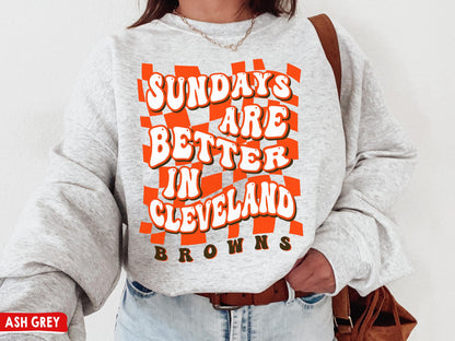 Cleveland Football Crewneck Sweatshirt - Sundays Are Better In Cleveland