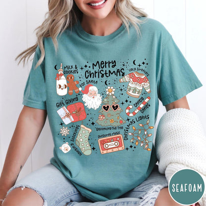 Retro Merry Christmas Women'S Vintage Holiday Tee Cute Gift