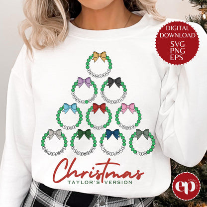 Swiftie Christmas Eras Bracelet Wreath Shirt 1818161161