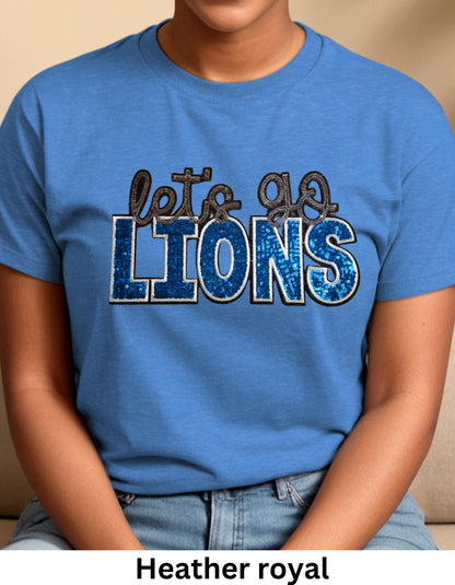 Let’S Go Lions Football Sweatshirt With Sequin Letters