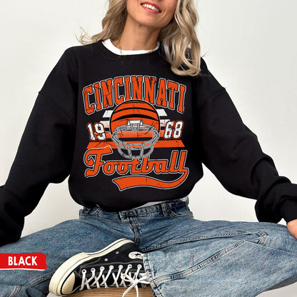 Cincinnati Football Crewneck Sweatshirt, Vintage Bengal Tee, Game Day Gift