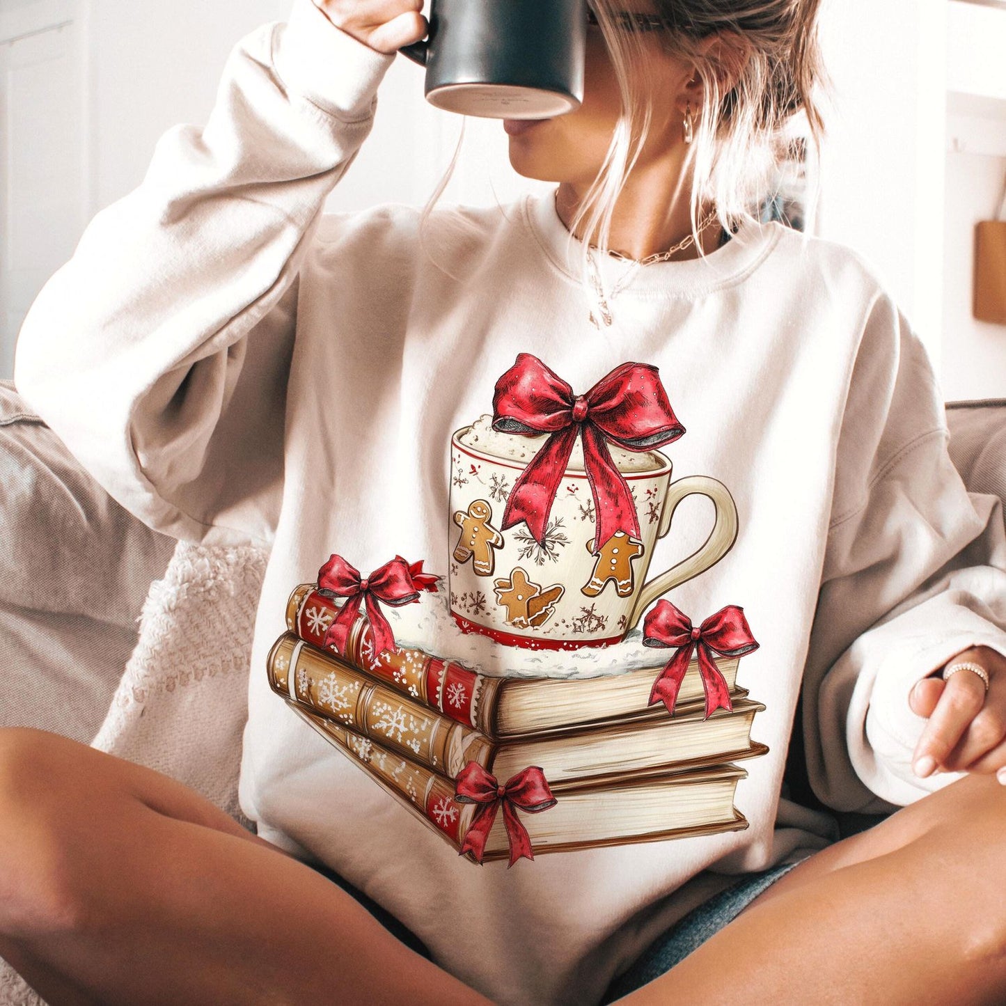 All Booked for Christmas - Coquette Book Lovers Shirt