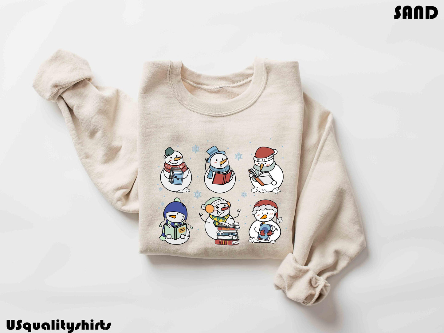 Bookish Christmas Shirt - Librarian Snowman Reading Books