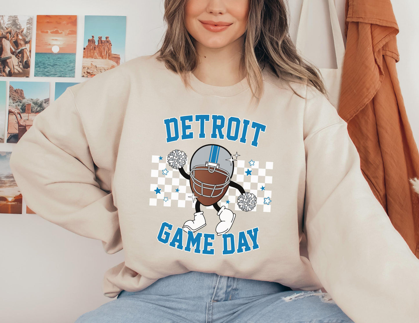 Detroit Lions Football Game Day Crewneck Sweatshirt - Vintage Fan Gift