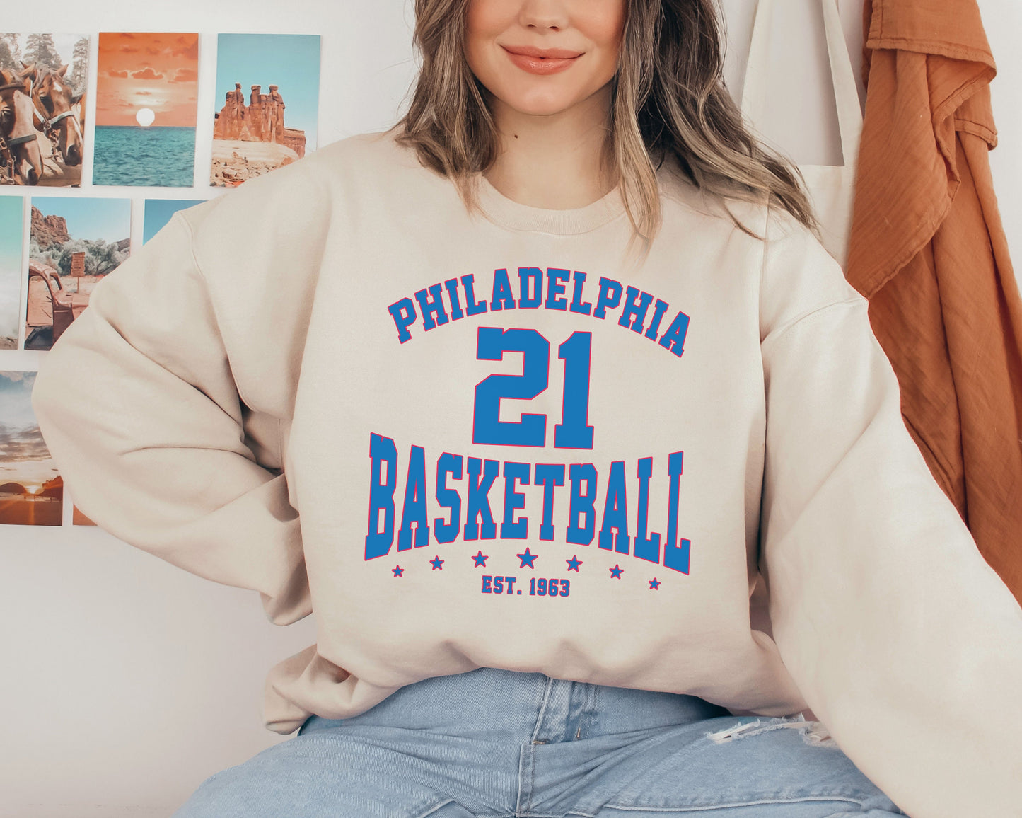 Customized Philadelphia 76Ers Basketball Crewneck Sweatshirt T-Shirt