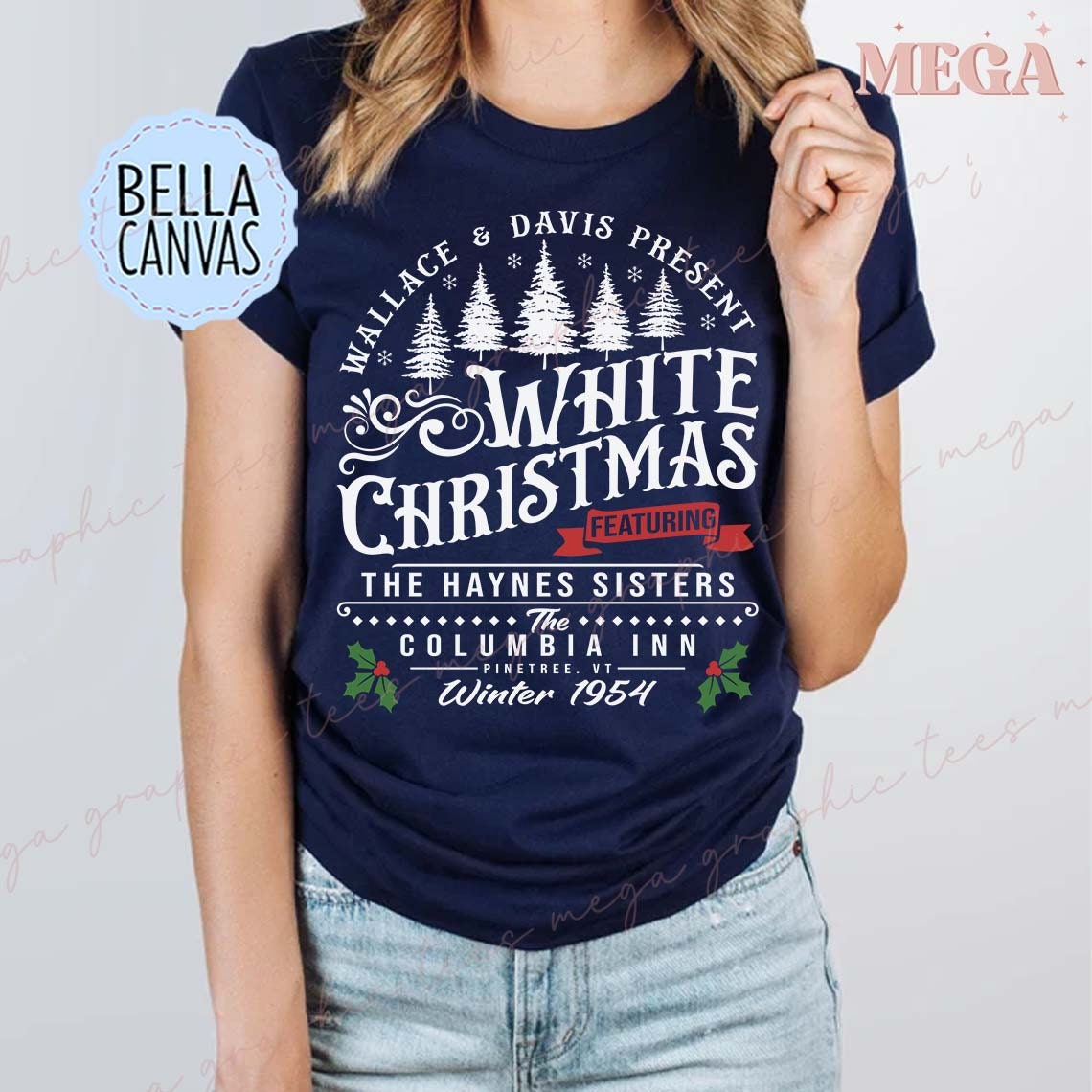 White Christmas Pine Tree Vermont Movie Tee Shirt 001074