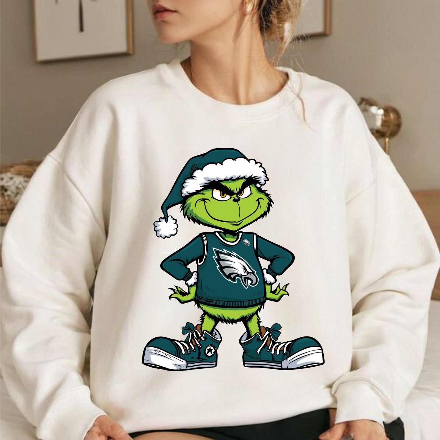 Philadelphia Eagles Christmas Sweatshirt - Grinch Design