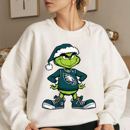 Philadelphia Eagles Christmas Sweatshirt - Grinch Design