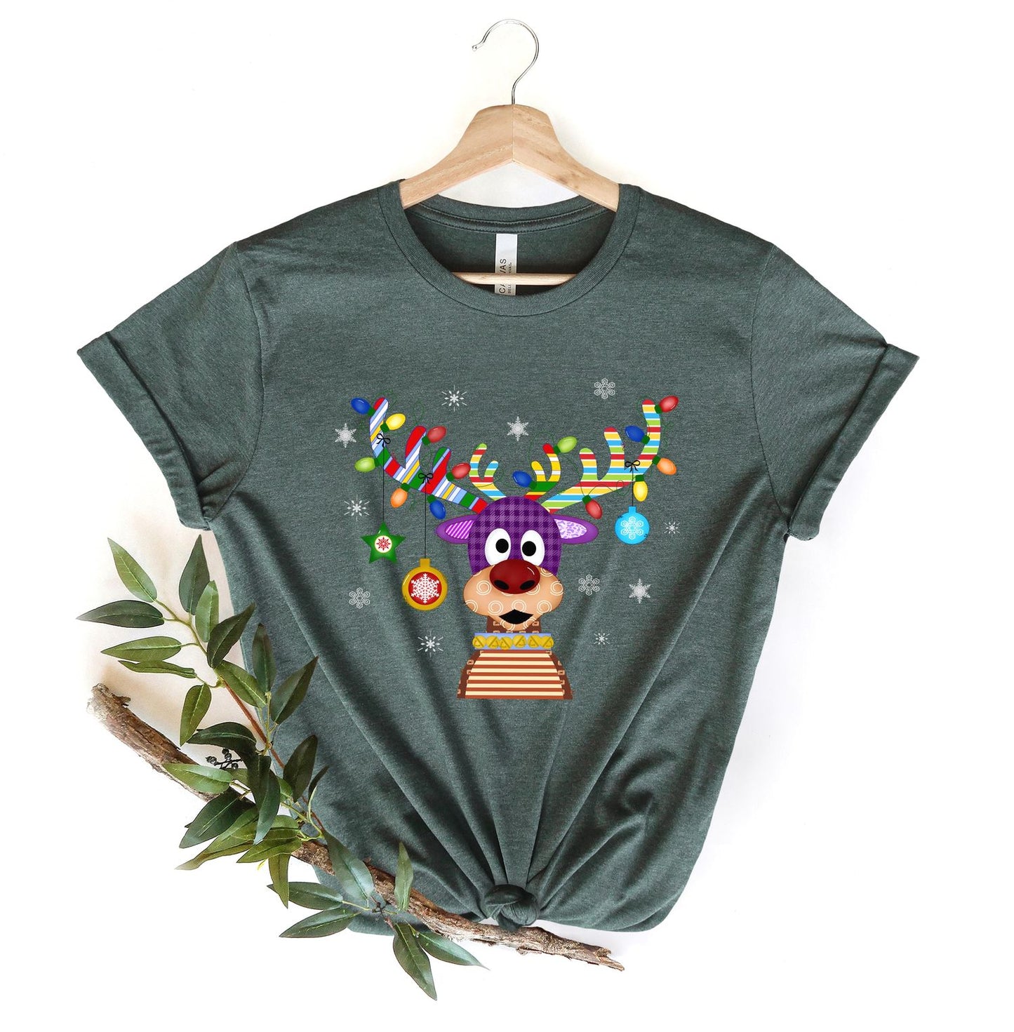 Reindeer Peeping Christmas Shirt - Long Sleeves Xmas Antlers