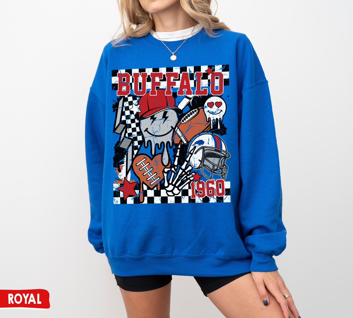 Buffalo Football Crewneck Sweatshirt - Retro Groovy Bills Fans Gift