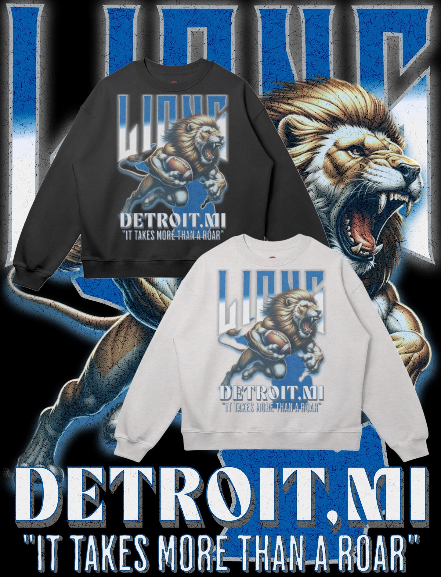 Detroit Football Fan Sweatshirt  Motor City Unisex Style