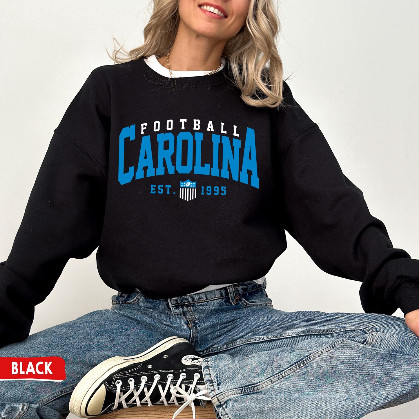 Carolina Panthers Football Crewneck Sweatshirt, Perfect For Sunday Fans