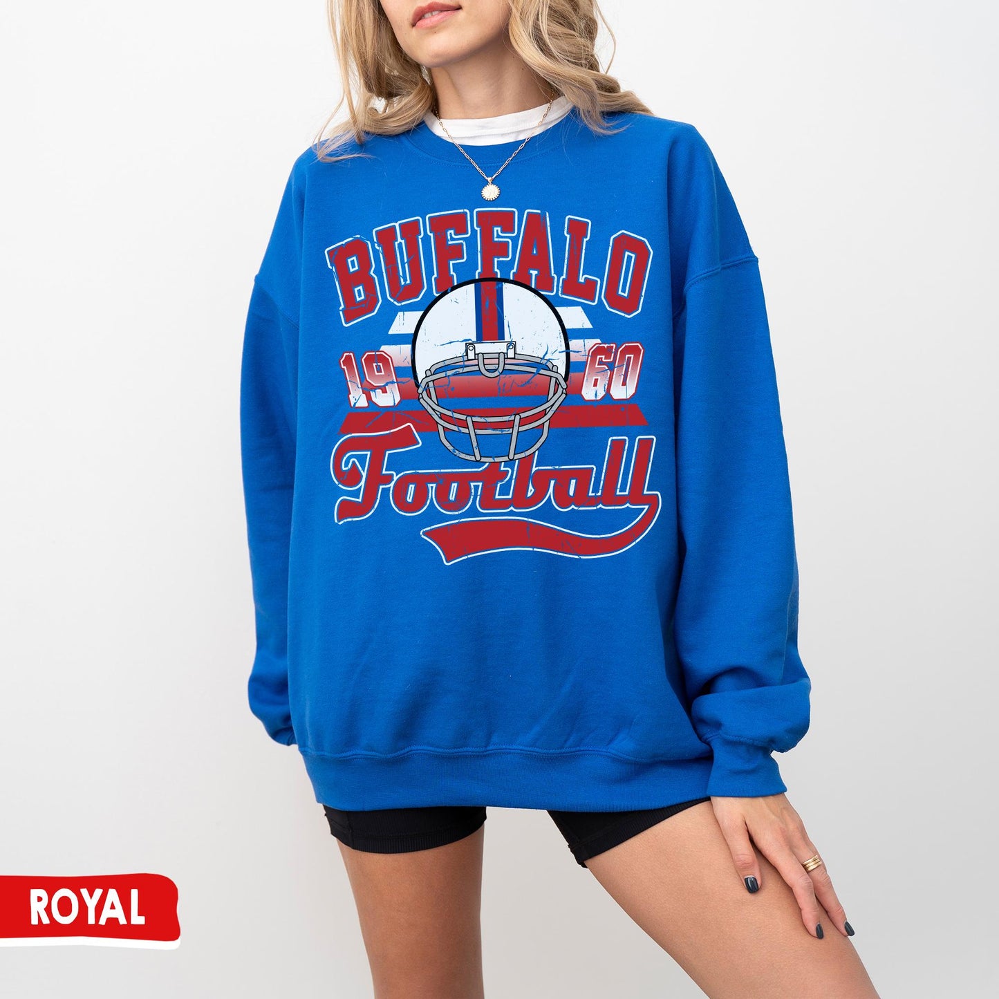 Buffalo Bill Football Crewneck Sweatshirt - Vintage Retro Bills Gifts