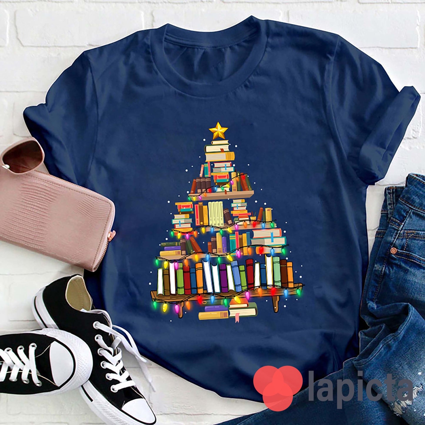 Book Christmas Tree Teacher T-Shirt - Teacher'S Day Gift