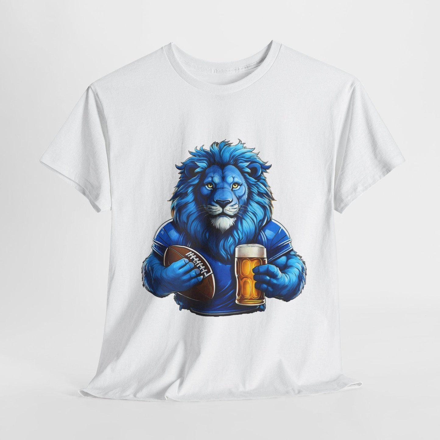 Detroit Lions Fan  Lion with Beer  Football Graphic Tee