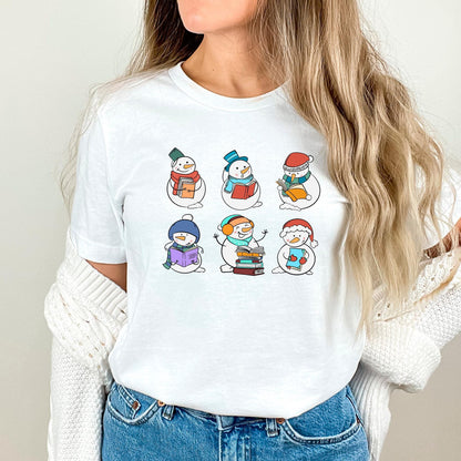 Christmas Snowman Reading Shirt  Book Club Teacher Gift