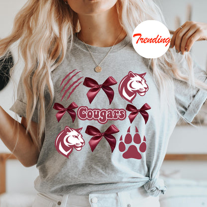 Custom Cougars Coquette Bows Sports Mascot Design