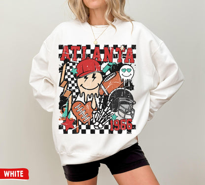 Atlanta Football Crewneck Sweatshirt - Retro Groovy Falcons Fan Gift