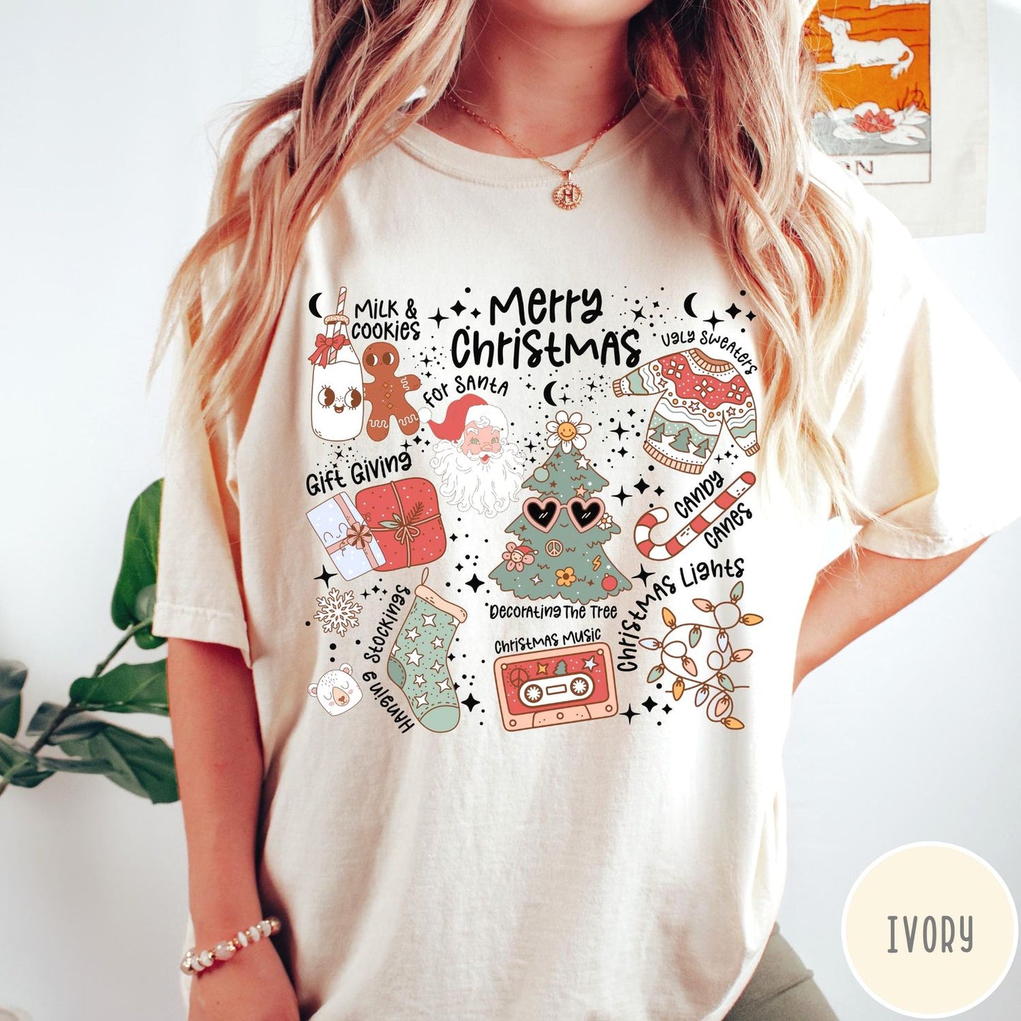 Retro Merry Christmas Women'S Vintage Holiday Tee Cute Gift