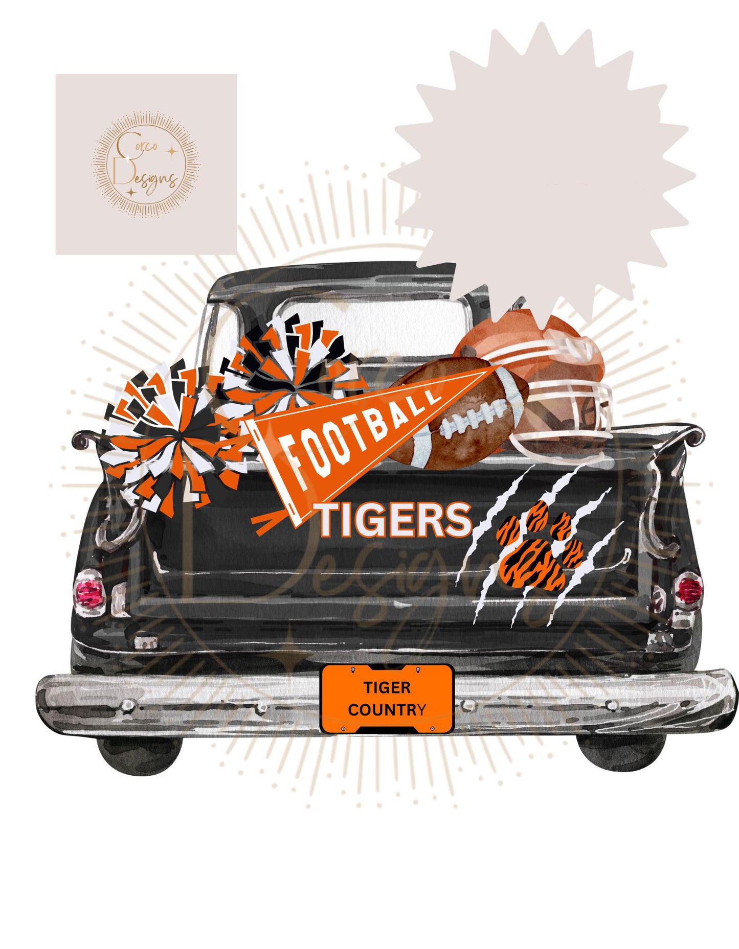 Vintage Truck Tigers Football Cheer Design Shirt Download