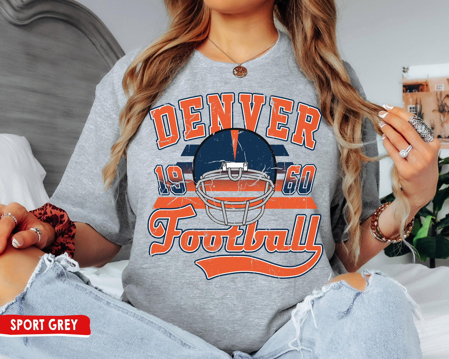 Denver Football Crewneck Sweatshirt - Vintage Broncos Game Day Shirt