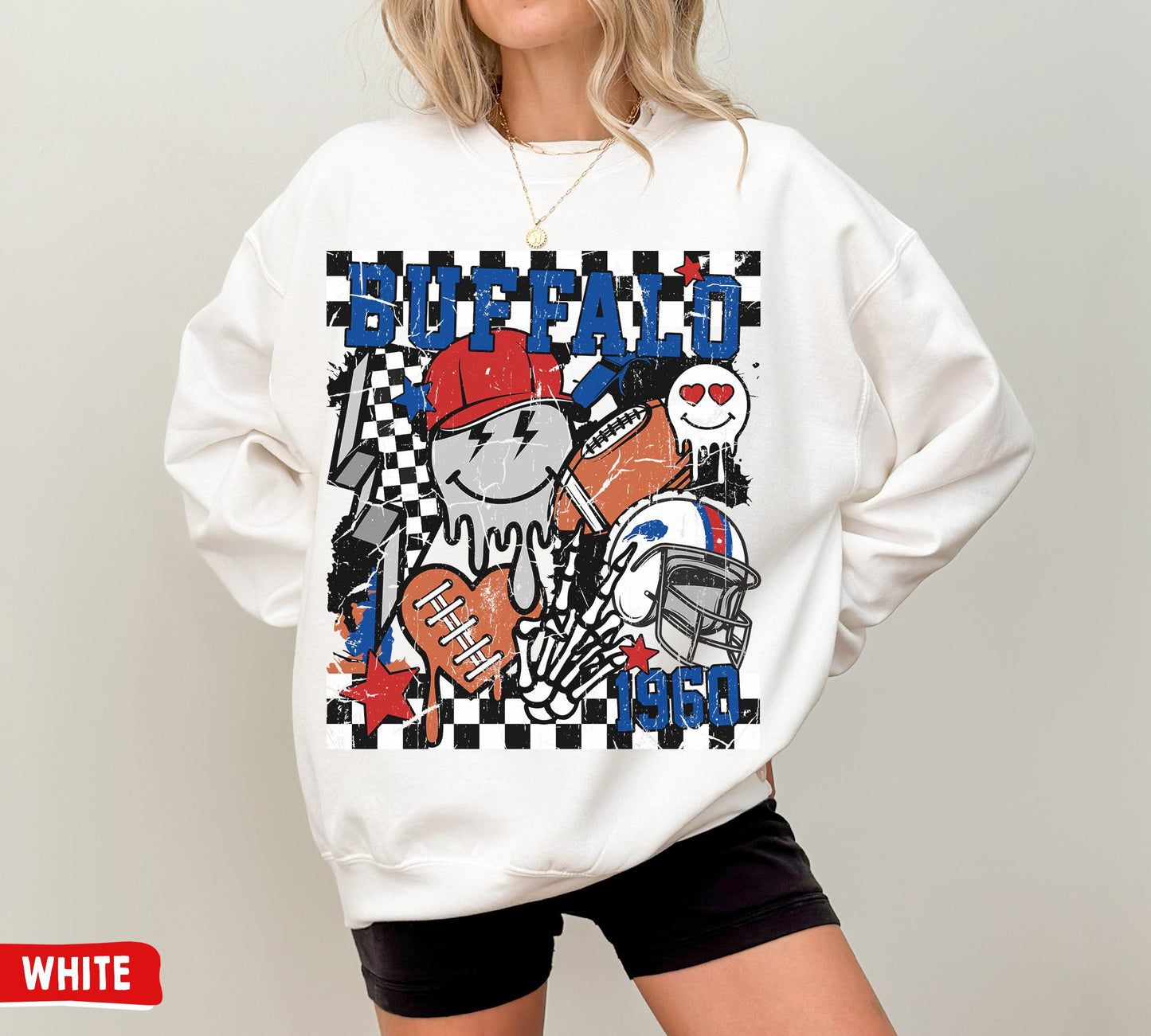 Buffalo Football Crewneck Sweatshirt - Retro Groovy Bills Fans Gift