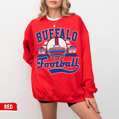 Buffalo Bill Football Crewneck Sweatshirt - Vintage Retro Bills Gifts