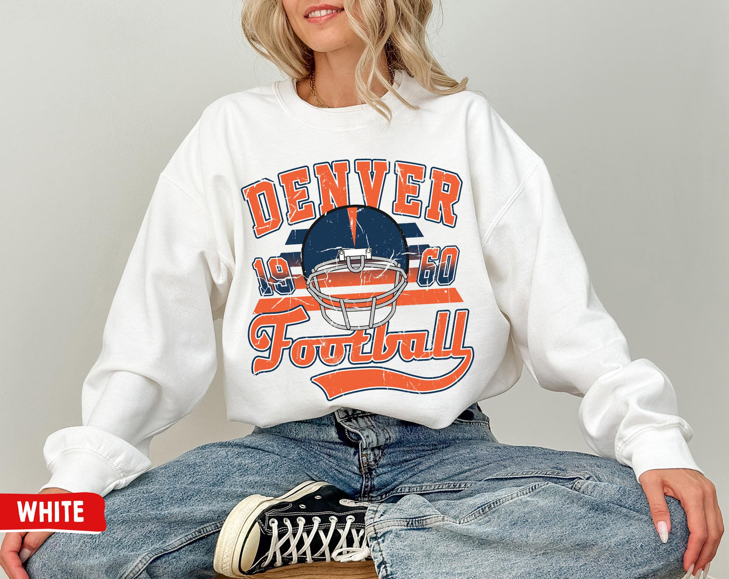 Denver Football Crewneck Sweatshirt - Vintage Broncos Game Day Shirt