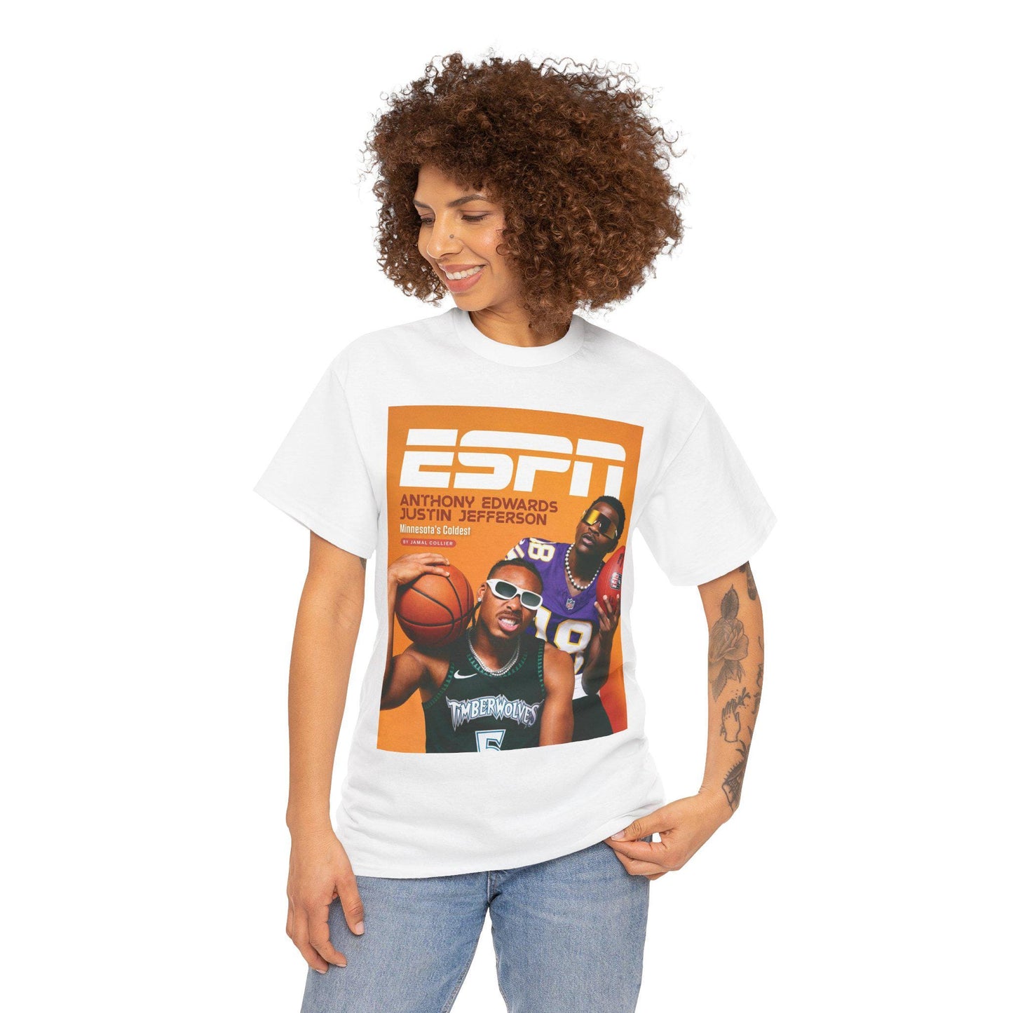 Anthony Edwards Justin Jefferson Minnesota Timberwolves Vikings ESPN Tee Shirt