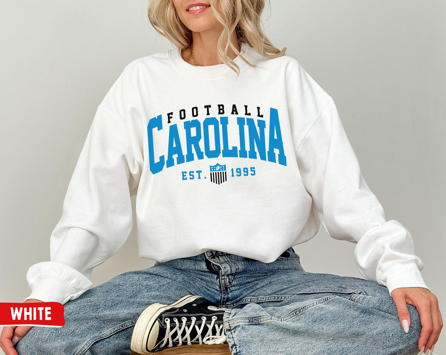 Carolina Panthers Football Crewneck Sweatshirt, Perfect For Sunday Fans