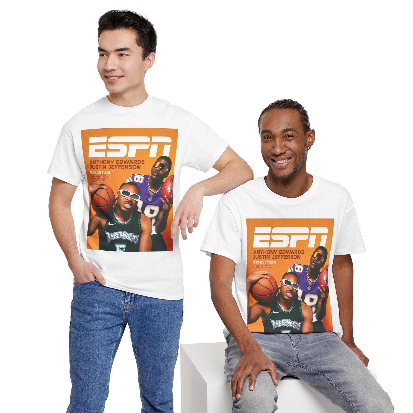 Anthony Edwards Justin Jefferson Minnesota Timberwolves Vikings ESPN Tee Shirt