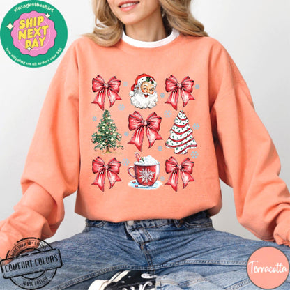 Christmas Coquette Bow Comfort Colors - Cute Holiday Shirt