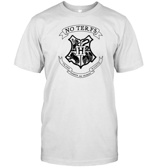 Hogwarts Logo No Terfs Trans Rights Are Human Rights Shirt