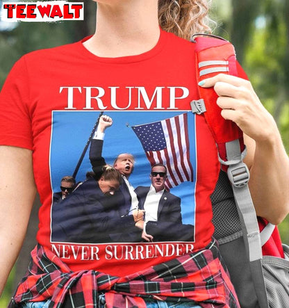 Donald Trump Shot Unisex Hoodie, Must Have Never Surrender Shirt Short Sleeve