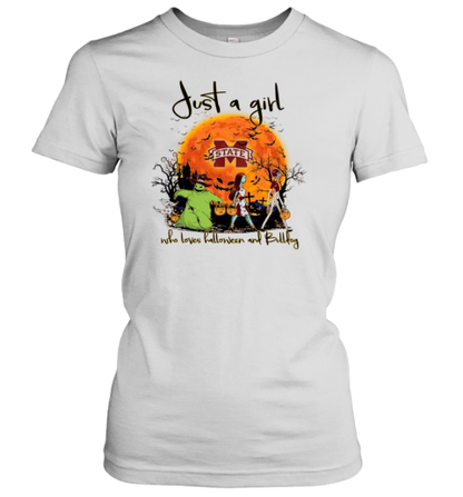 Just A Girl Who Love Halloween And Mississippi State Bulldog Football T-Shirt