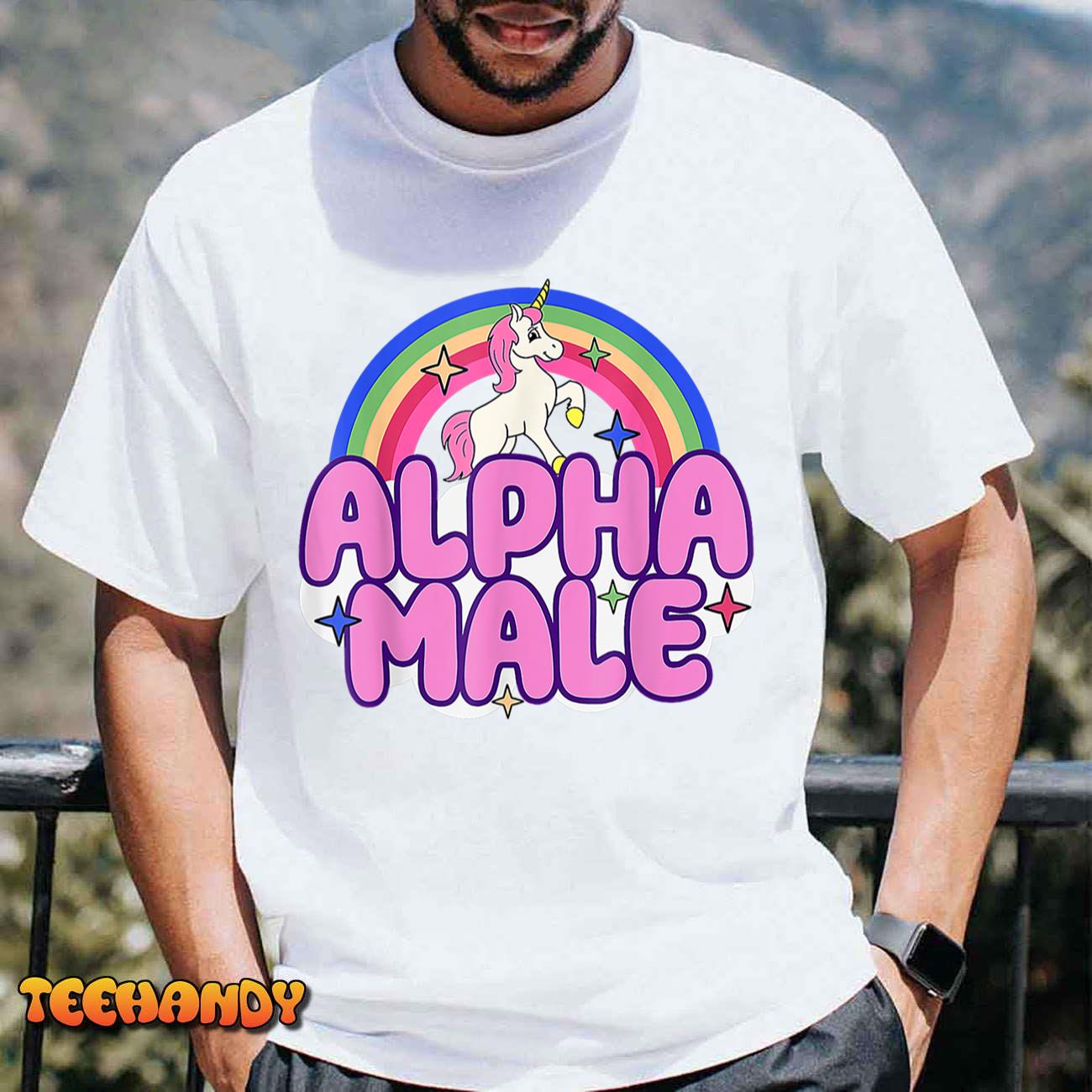 Alpha Male Unicorn Funny Sarcastic Ironic Weird Y2K Humor T-Shirt