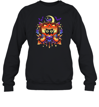 Halloween Cat Hideout  Spooky Pumpkin by Snouleaf T-Shirt