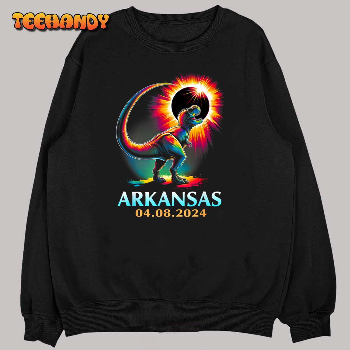 Arkansas Totality Total Solar Eclipse 2024 T Rex Dinosaur T-Shirt