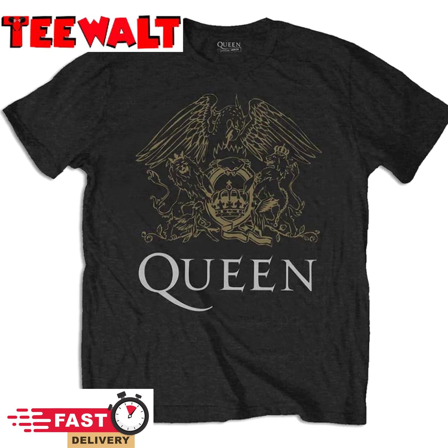 Queen Gold Crest Logo Freddie Mercury Official T-Shirt