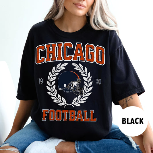 Comfort Colors Vintage Chicago Football Shirt - Retro Bear Design