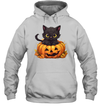 Halloween Black Cat Pumpkin Spooky Kitty Boys Girls T-Shirt