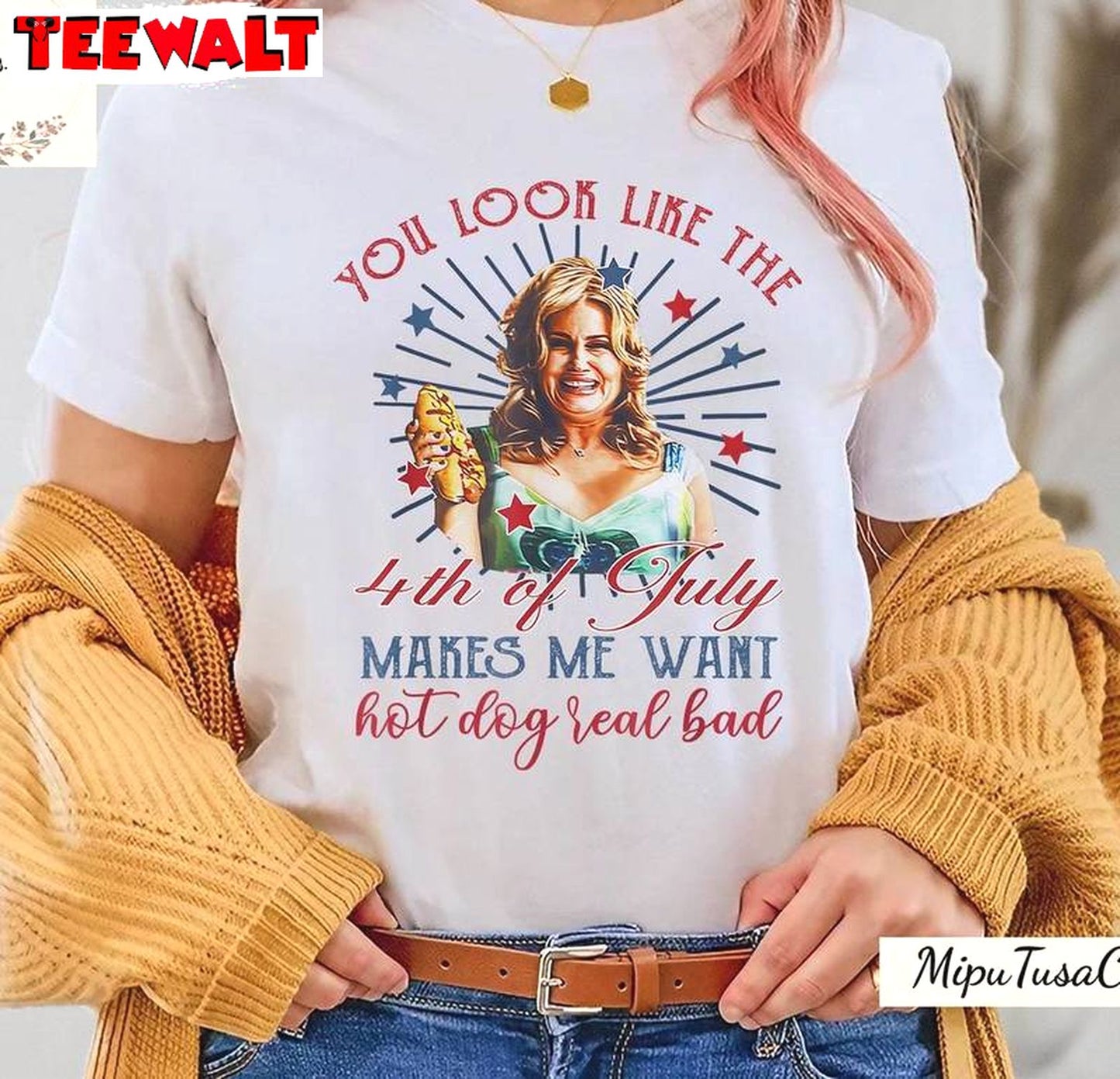 Funny 4th July Unisex Hoodie, Groovy Jennifer Coolidge You Look Like The 4th Of July