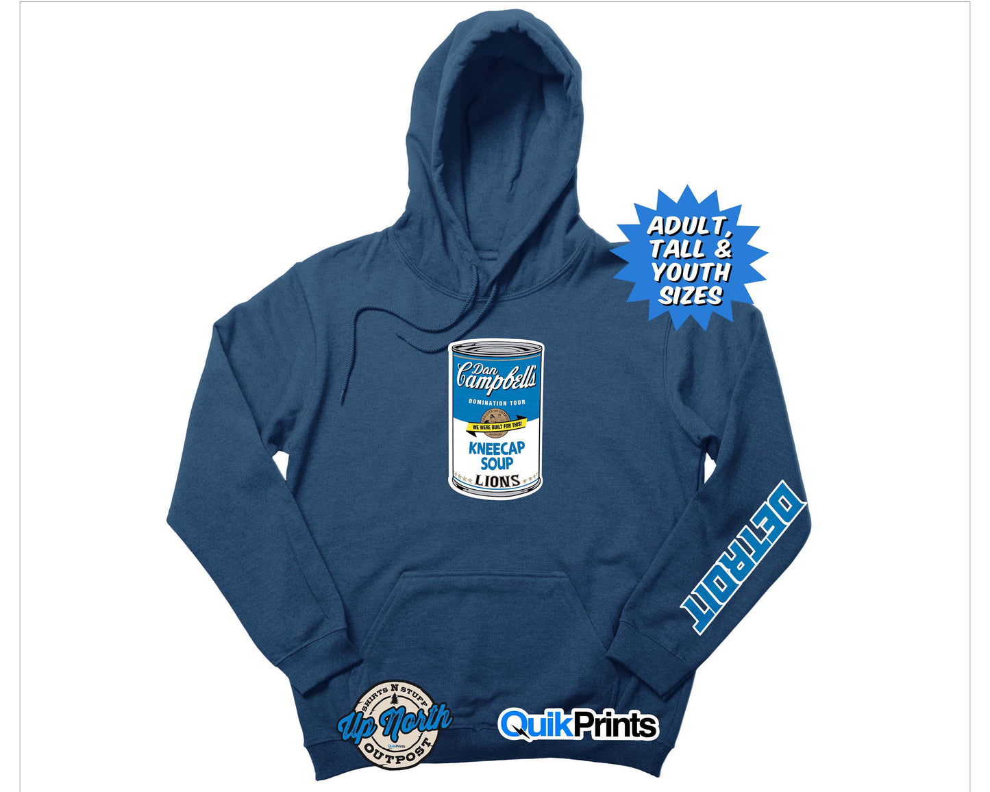 Dan Campbell'S Kneecap Soup Detroit Sleeve Pullover Hoodie