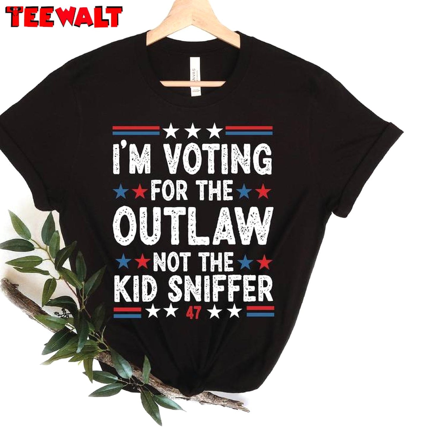 Comfort I'm Voting For The Outlaw Not The Kid Sniffer T-shirt, New Rare Political T Shirt Short Sleeve