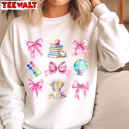 Groovy Back To School Sweatshirt , Cool Design Coquette Teacher