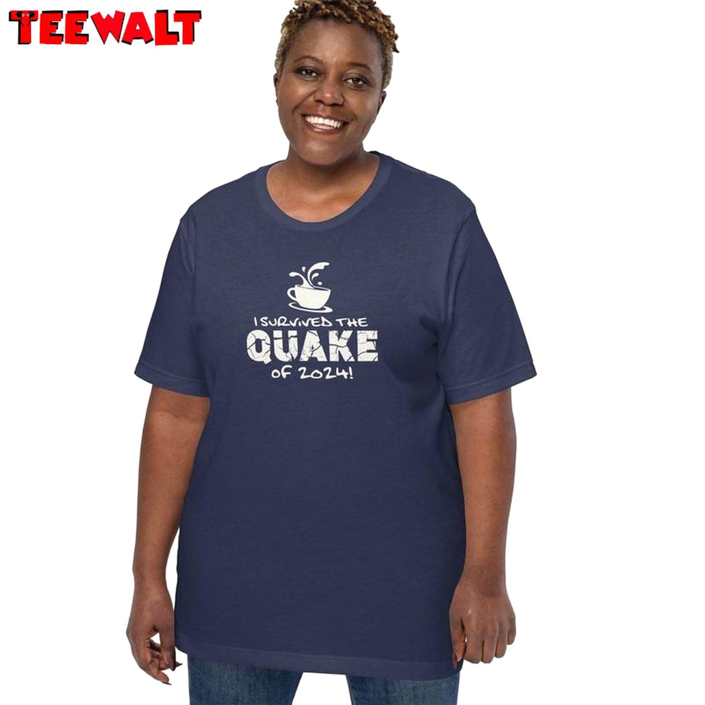 I Survived The Quake Of 2024 Shirt, Cup Of Hot Tea Crewneck Sweat