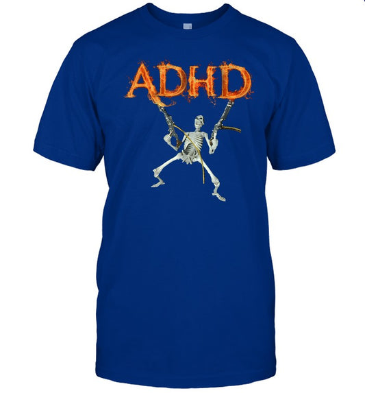 Adhd Fire Skeleton With Guns Shirt