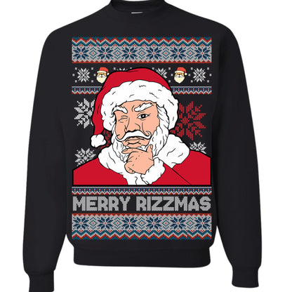 Merry Rizzmas Ugly Christmas Sweater Santa Claus Unisex