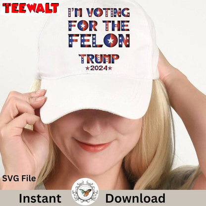 I'm Voting For The Felon Groovy Shirt, Trendy Trump 2024 Crewneck Long Sleeve